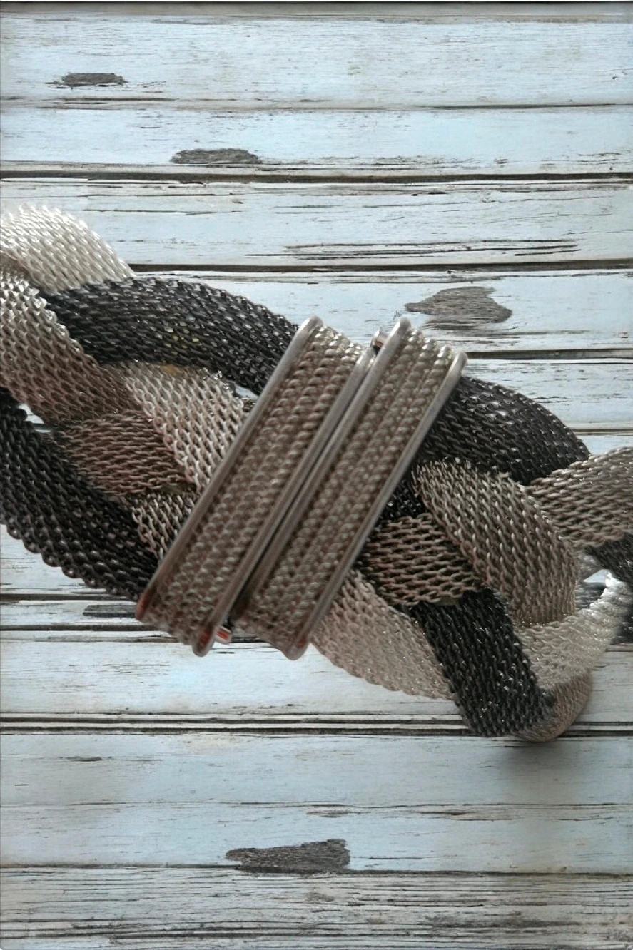 Pulsera vintage metal trenzado plateado cierre imán | Vintage braided silver bracelet 4