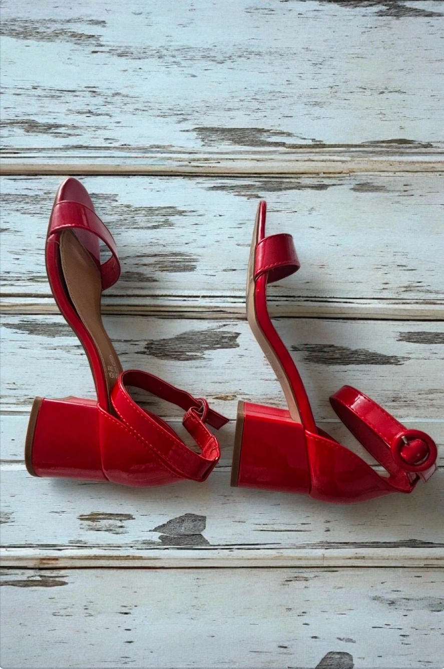 MariPaz sandalias tacón rojo charol talla miy cómodas | red patent heel sandals – Marypaz – taille 39 5