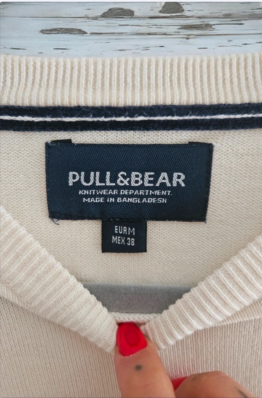 Pull&Bear jersey blanco punto M manchas ver fotos | white knit sweater stains see photos – Pull & Bear – taille M 3