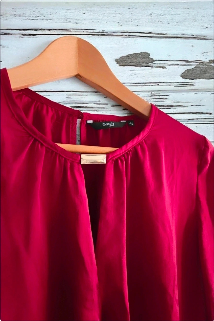 Blusa Fórmula Joven talla 42 granate manga larga fluida elegante – Fórmula Joven – taille XL / 42 / 14 3