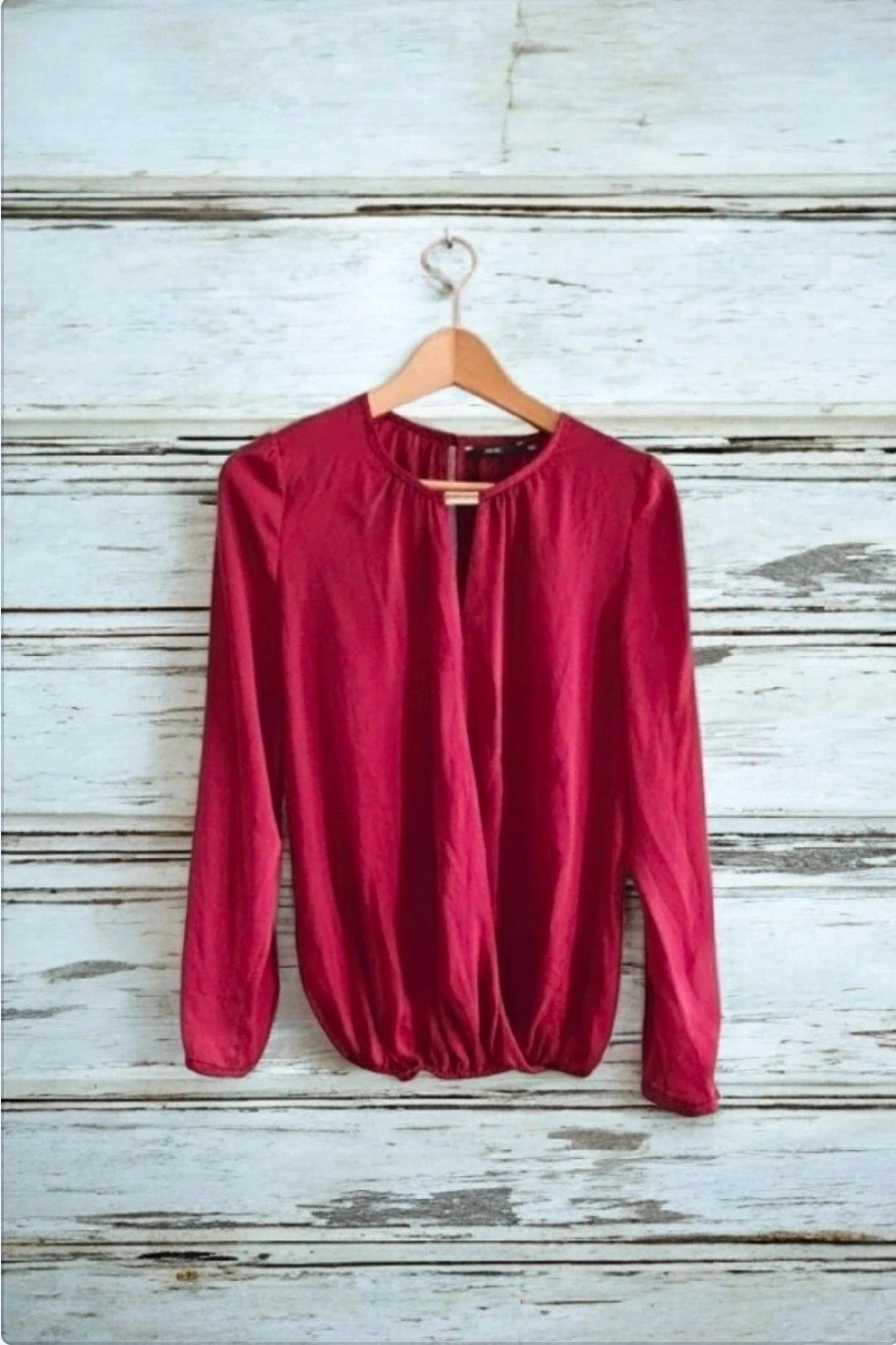 Blusa Fórmula Joven talla 42 granate manga larga fluida elegante