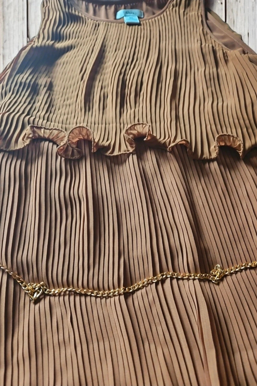 Vestido Sfera talla M marrón plisado capas volante boho fluido – Sfera – taille M / 38 / 10 2