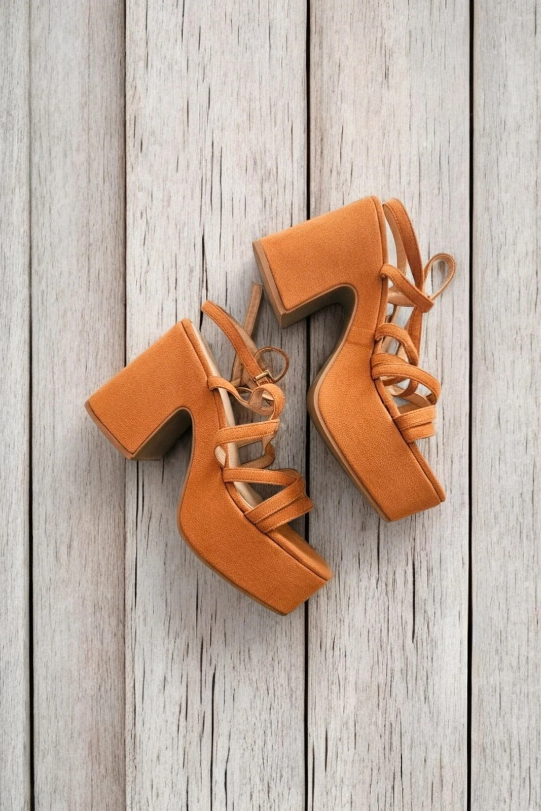 Sandalias Shein camel ante plataforma tacón alto block heel verano talla 40 – Shein – taille 40