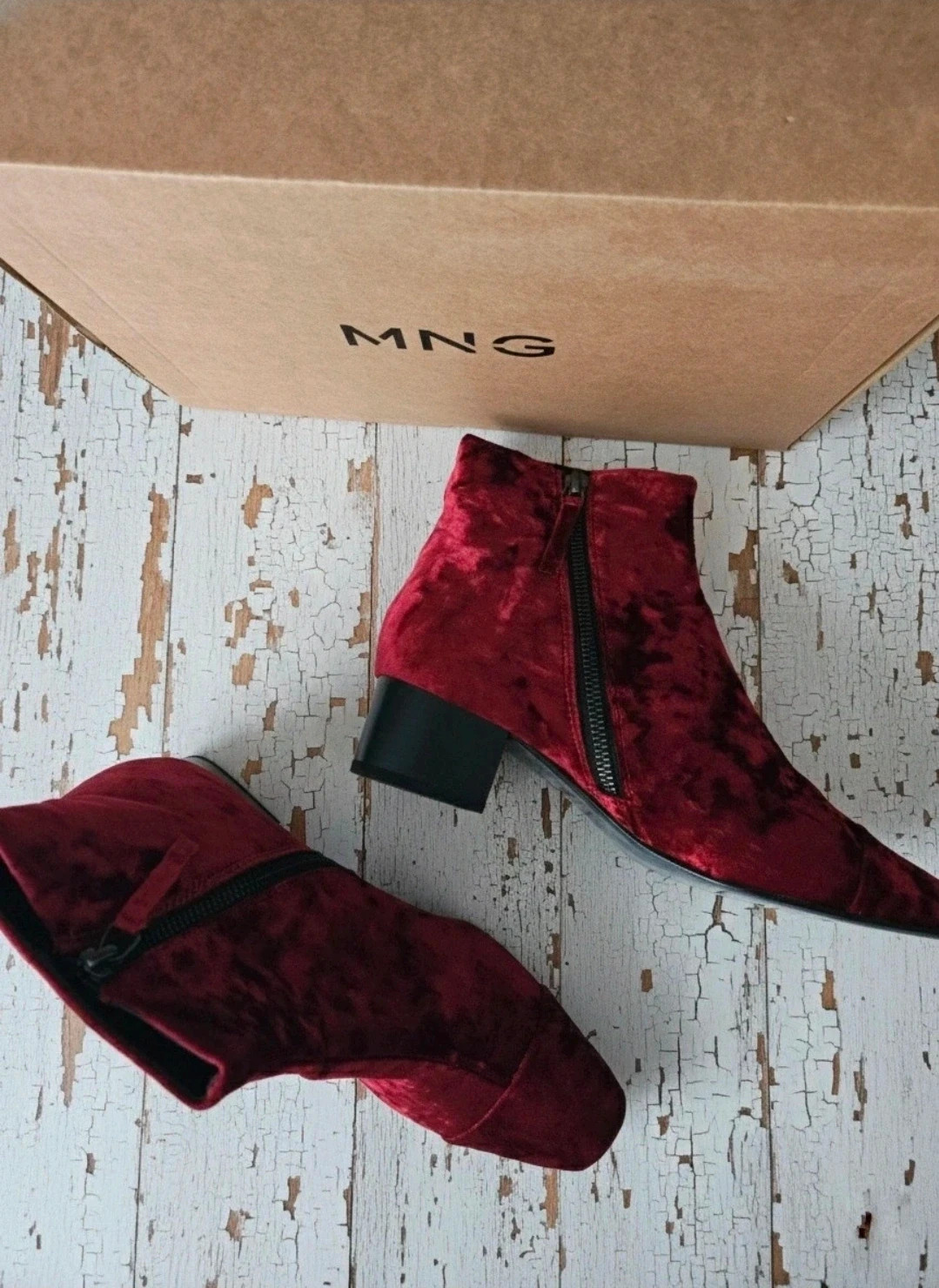 Mango botines terciopelo burdeos talla 40 velvet ankle boots – Mango – taille 40 2