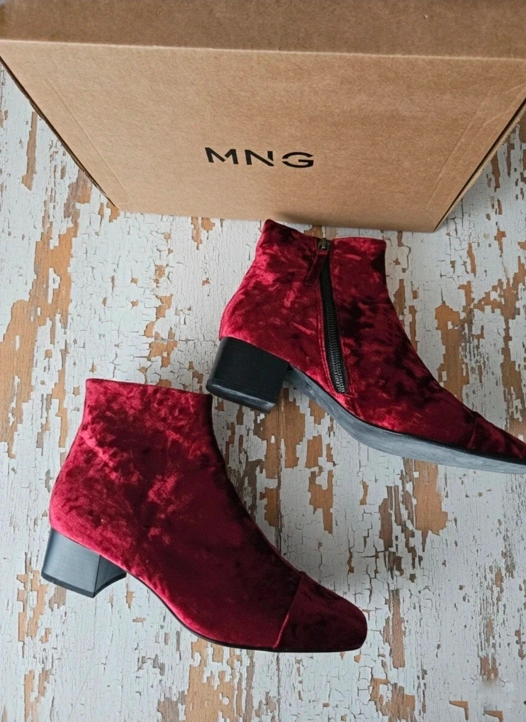 Mango botines terciopelo burdeos talla 40 velvet ankle boots – Mango – taille 40