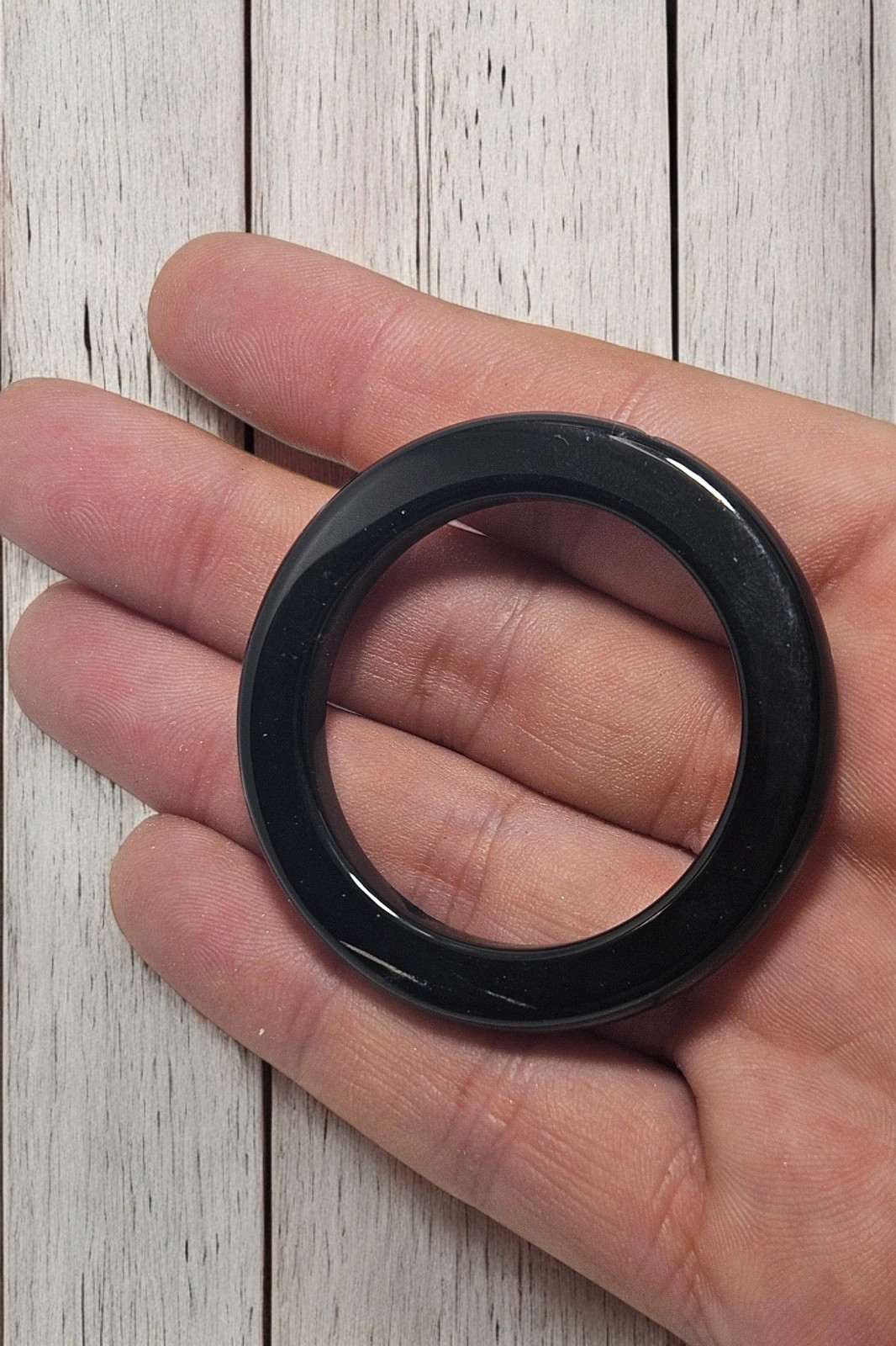 Colgante donut piedra negra grueso 4.5cm | Ágata/Ónix/Obsidiana natural unisex protector – No Label 3