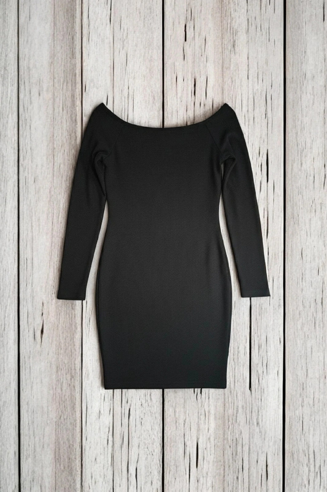 Vestido negro Shein talla L fruncido elástico manga 3/4 · favorecedor – Shein – taille L / 40 / 12 2