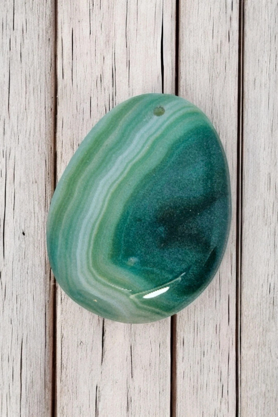 Colgante Ágata Verde natural grande 5.5x3.5cm | Mineral boho con bandas únicas – No Label 2