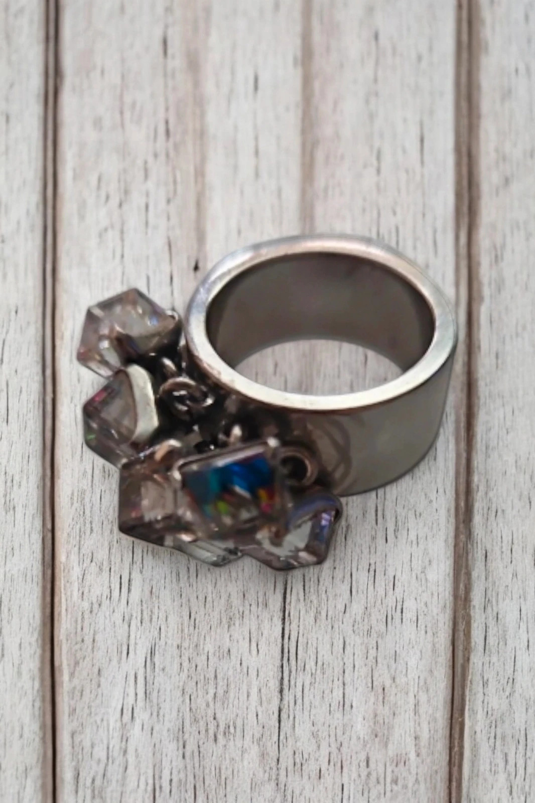 Anillo Swatch cubos · US 8 / EU 57-58 · Stainless steel · Crystal cubes · Impecable – Swatch – taille 15,3 mm 2