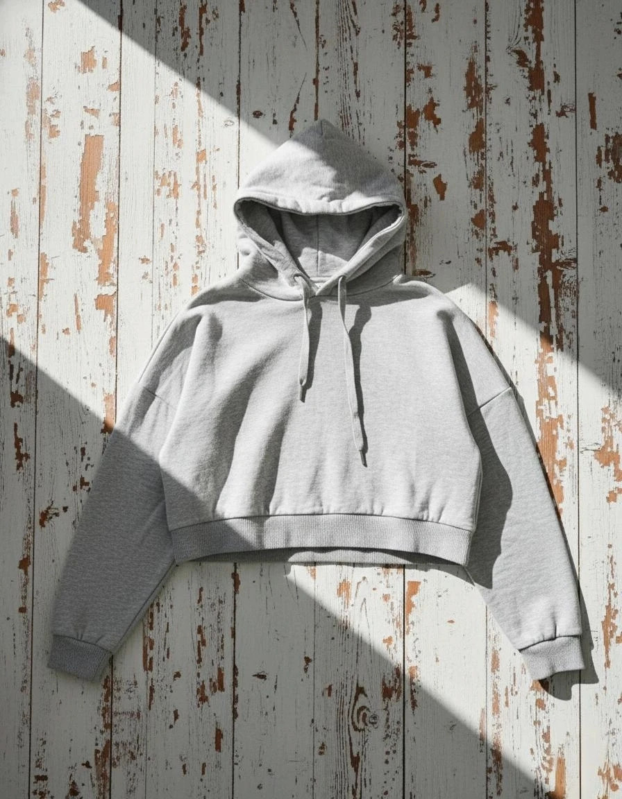 Sudadera cropped gris capucha Lefties XL oversize casual tendencia comfy