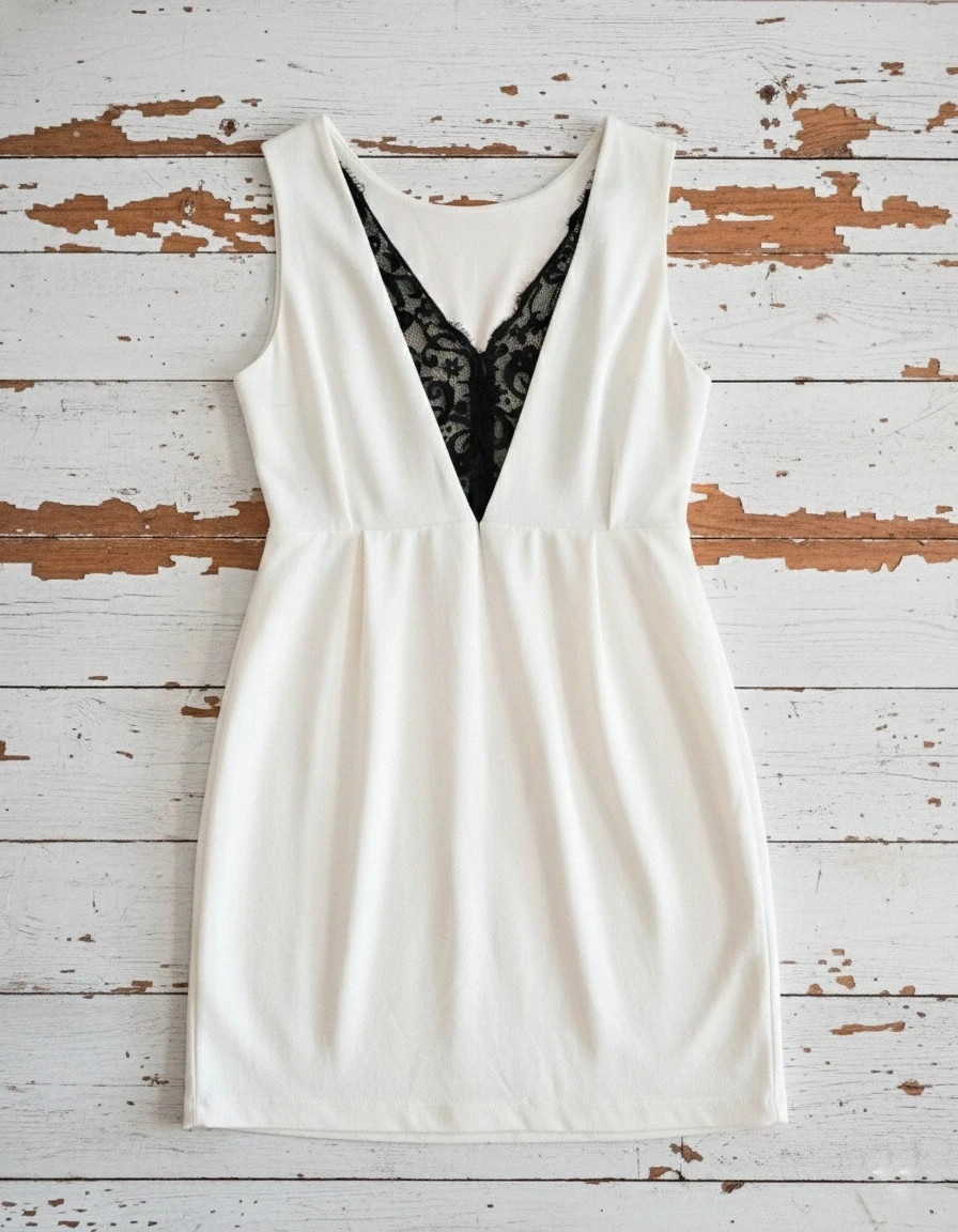 Mango white knit dress · Size L · Lace back · Elegant style – Mango – taille L / 40 / 12 2
