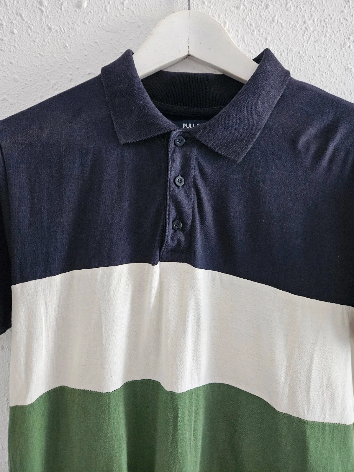 Polo Pull&Bear talla M verde marino blanco casual básico cómodo – Pull & Bear – taille M 3