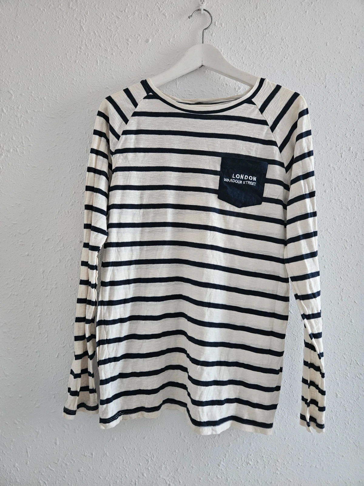 Pull&Bear camiseta marinera rayas azul marino manga larga talla M básica estilo casual – Pull & Bear – taille M 4