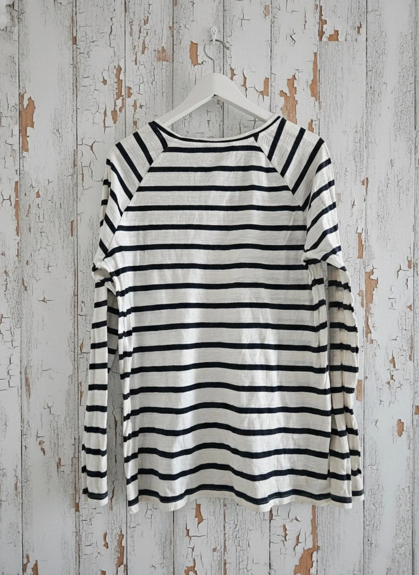 Pull&Bear camiseta marinera rayas azul marino manga larga talla M básica estilo casual – Pull & Bear – taille M 3