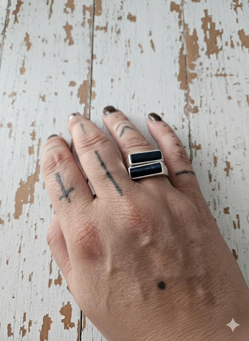 Anillo Brigitte Bijoux azul diseño doble moderno elegante talla ajusta – Bijou Brigitte – taille 18,5 mm 2