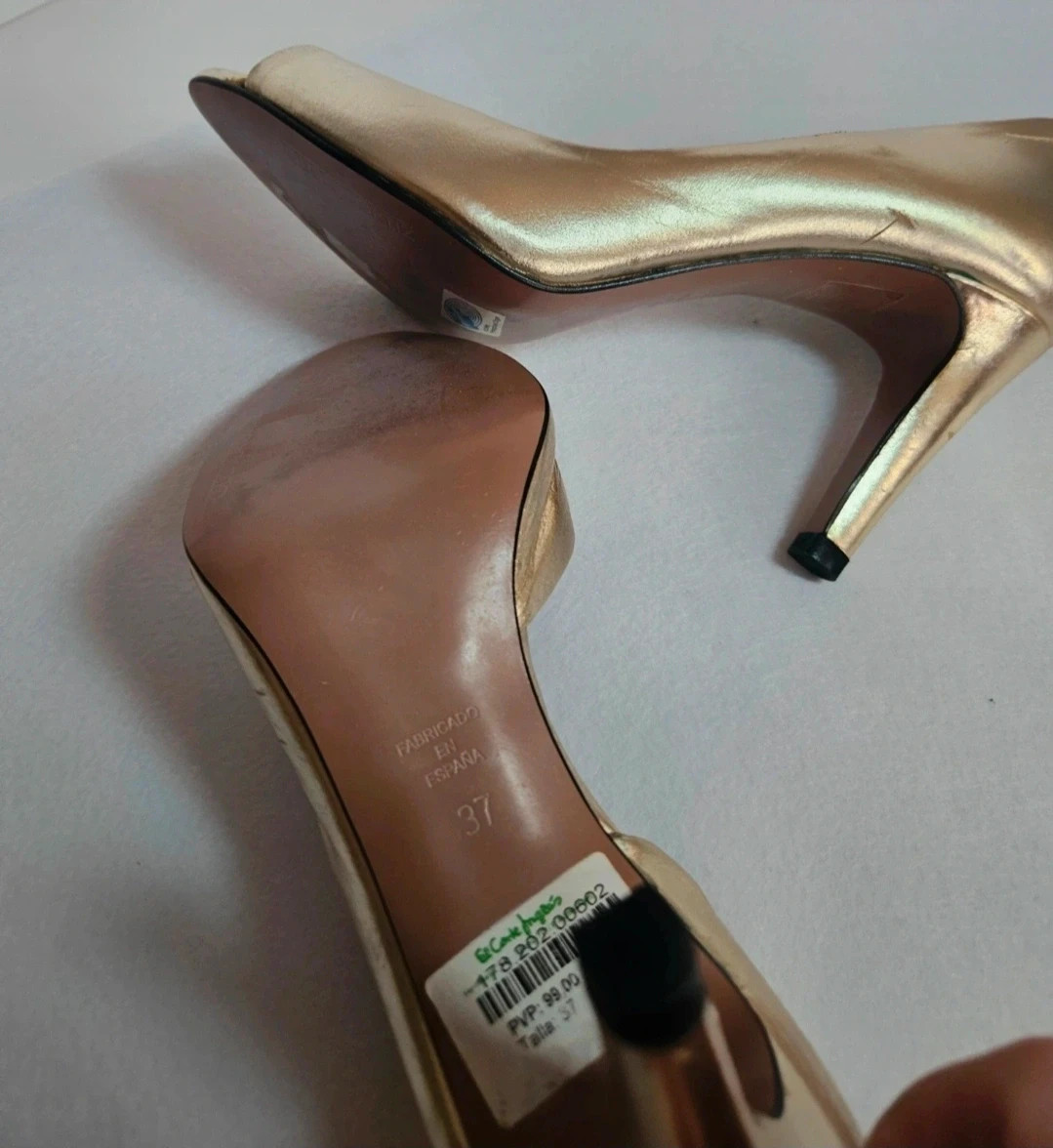 Zapatos tacón Gloria Ortiz dorados piel talla 37 elegante fiesta boda – Gloria Ortiz – taille 37 3