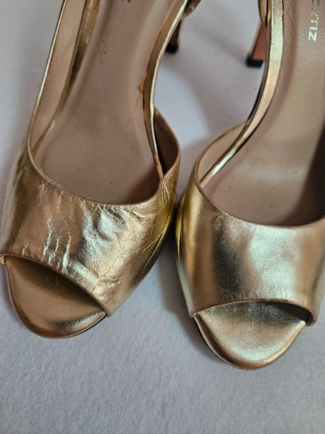 Zapatos tacón Gloria Ortiz dorados piel talla 37 elegante fiesta boda – Gloria Ortiz – taille 37 5