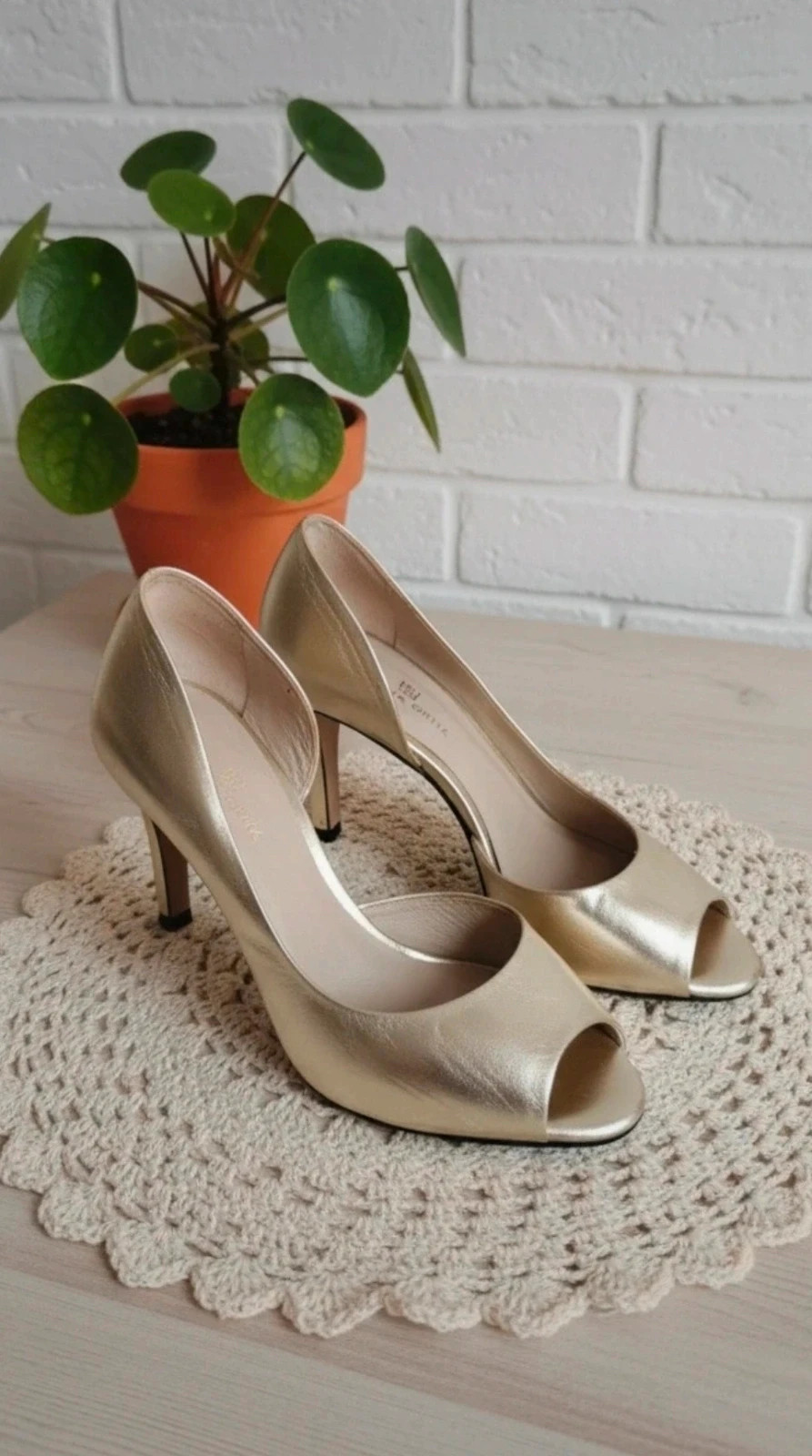Zapatos tacón Gloria Ortiz dorados piel talla 37 elegante fiesta boda