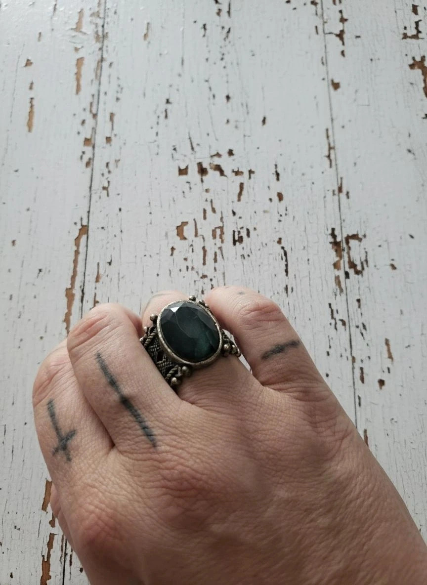 Anillo boho Brigitte Bijoux metal plata envejecida con piedra azul – Bijou Brigitte – taille 18,5 mm 2