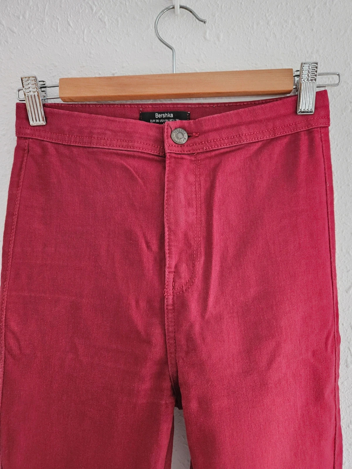 Pantalón Skinny Bershka T36 rojo frambuesa algodón elástico – Bershka – taille S / 36 / 8 5