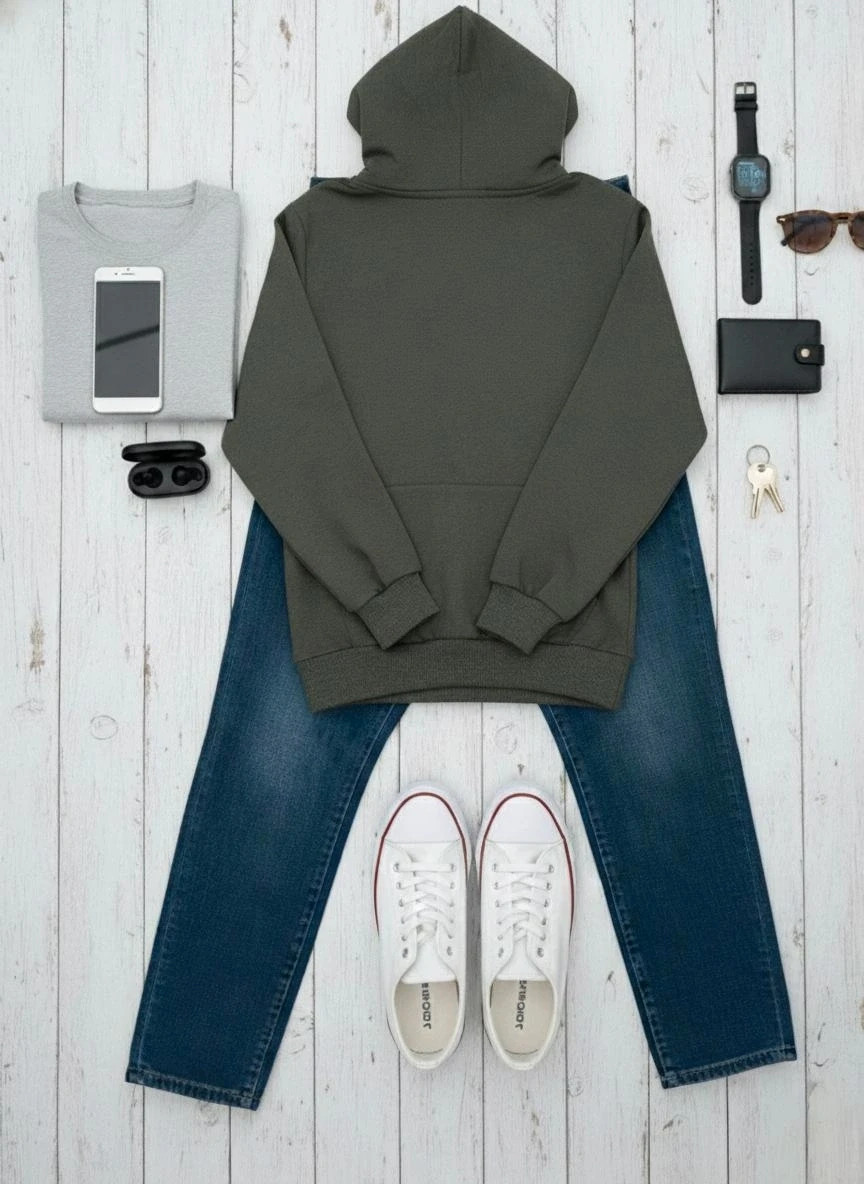 Sudadera Zalando verde militar con capucha unisex M | Sporty streetwear – Zalando – taille M 2