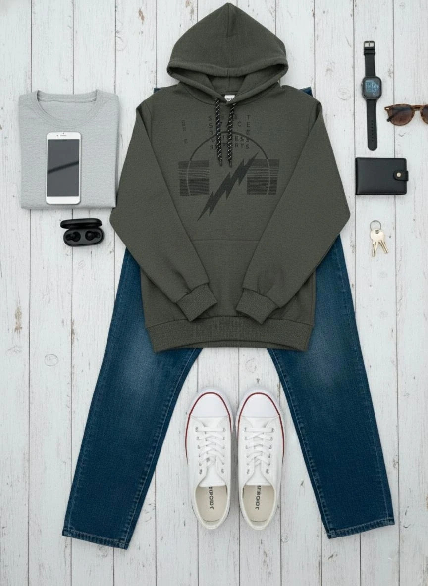 Sudadera Zalando verde militar con capucha unisex M | Sporty streetwear
