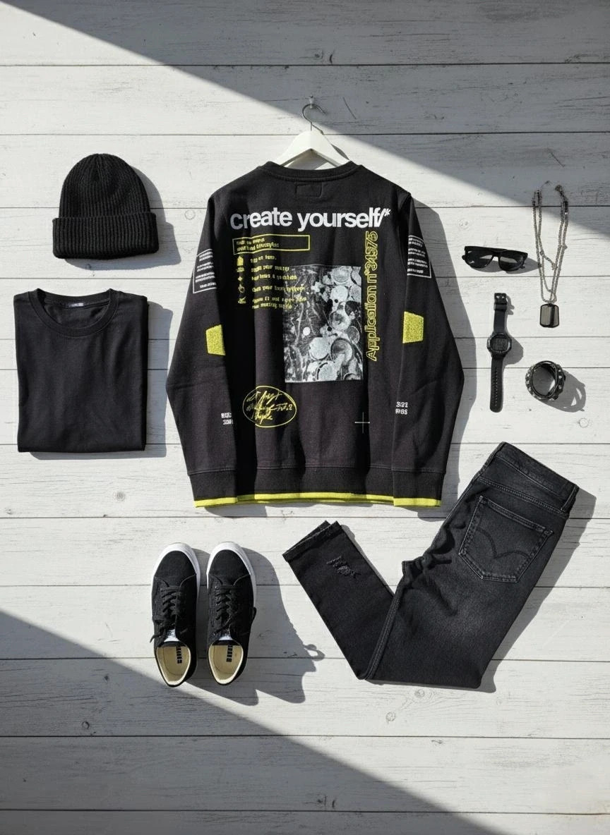 Sudadera negra gráfica INSIDE | xs| Streetwear urbano | 100% algodón – Inside – taille XS 2