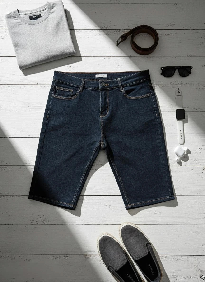 Bermudas denim azul oscuro slim KIABI T36 – Perfecto estado – Kiabi – taille W26 | FR 36