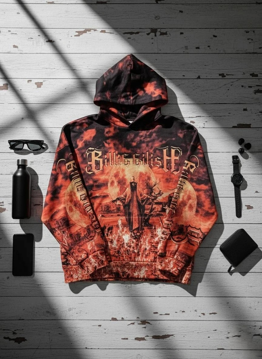 Sudadera Billie Eilish Bershka XS tie-dye fuego gráfica oversized – Bershka – taille XS / 34 / 6