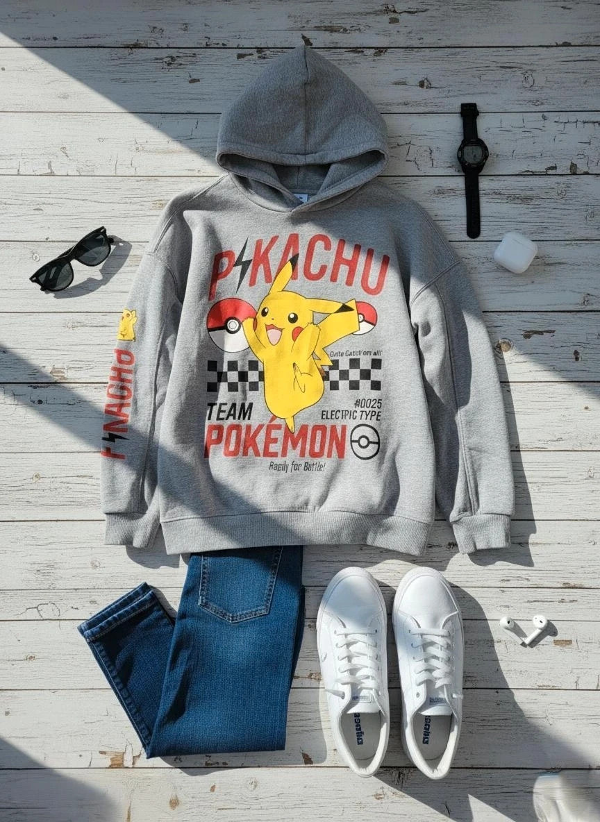 Sudadera Pokémon Pikachu gris niño Lefties talla 11-12 años 152cm capucha cálida fan gaming – Lefties – taille 12 ans / 152 cm 3