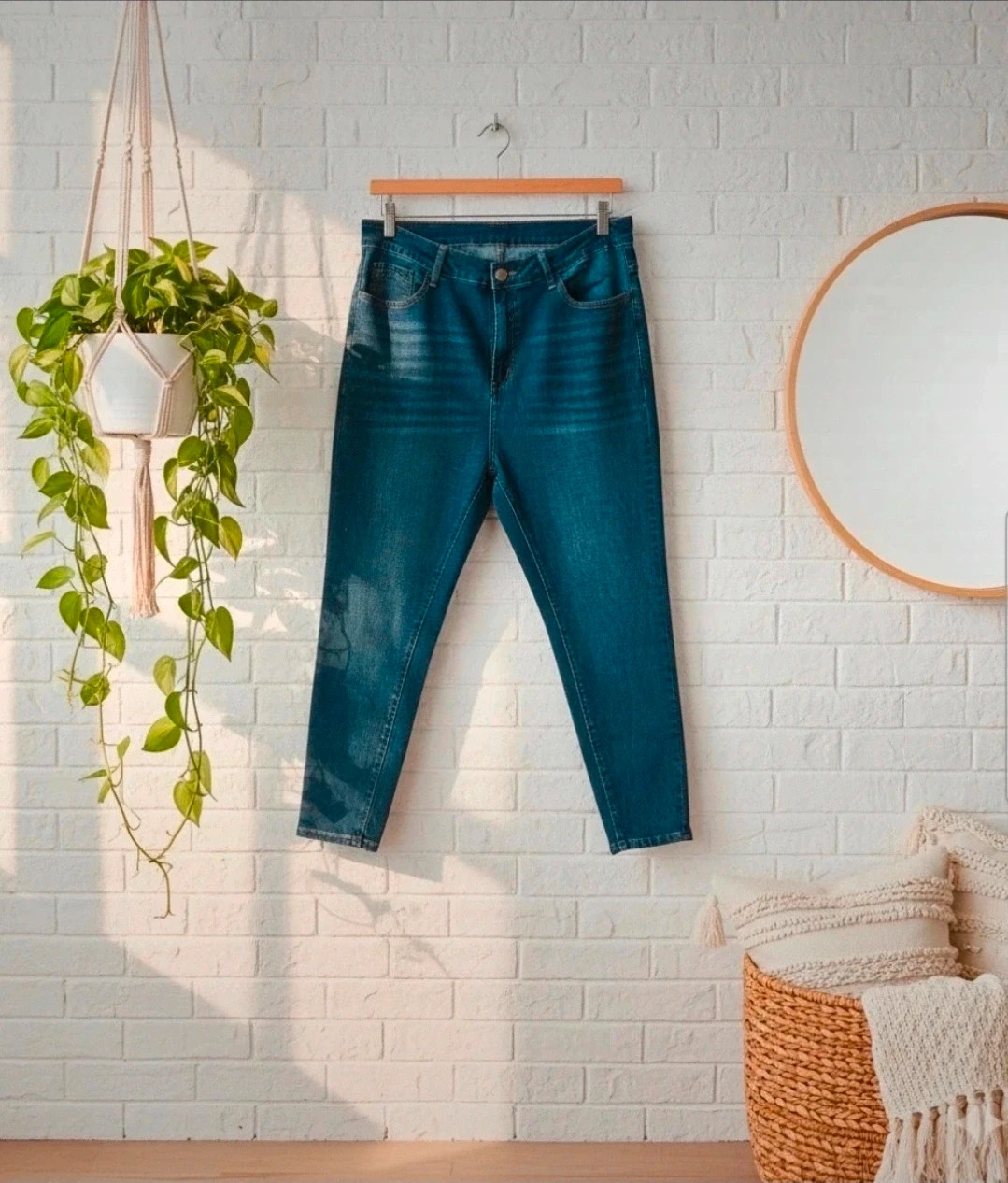Shein Curve vaqueros skinny azul 1XL tiro medio, denim elástico, básicos mujer