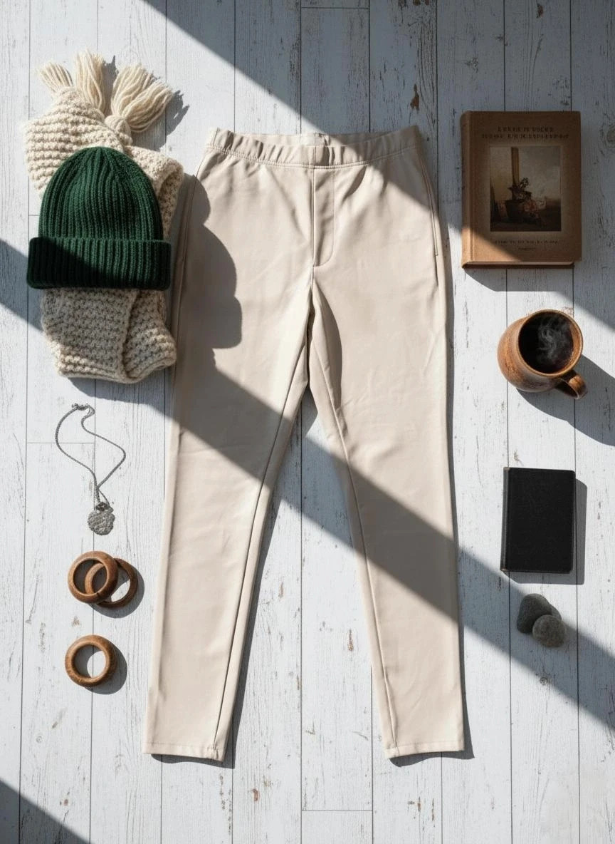 Pantalón polipiel beige H&M talla 44 bajo corte láser impecable – H&M – taille XXL / 44 / 16