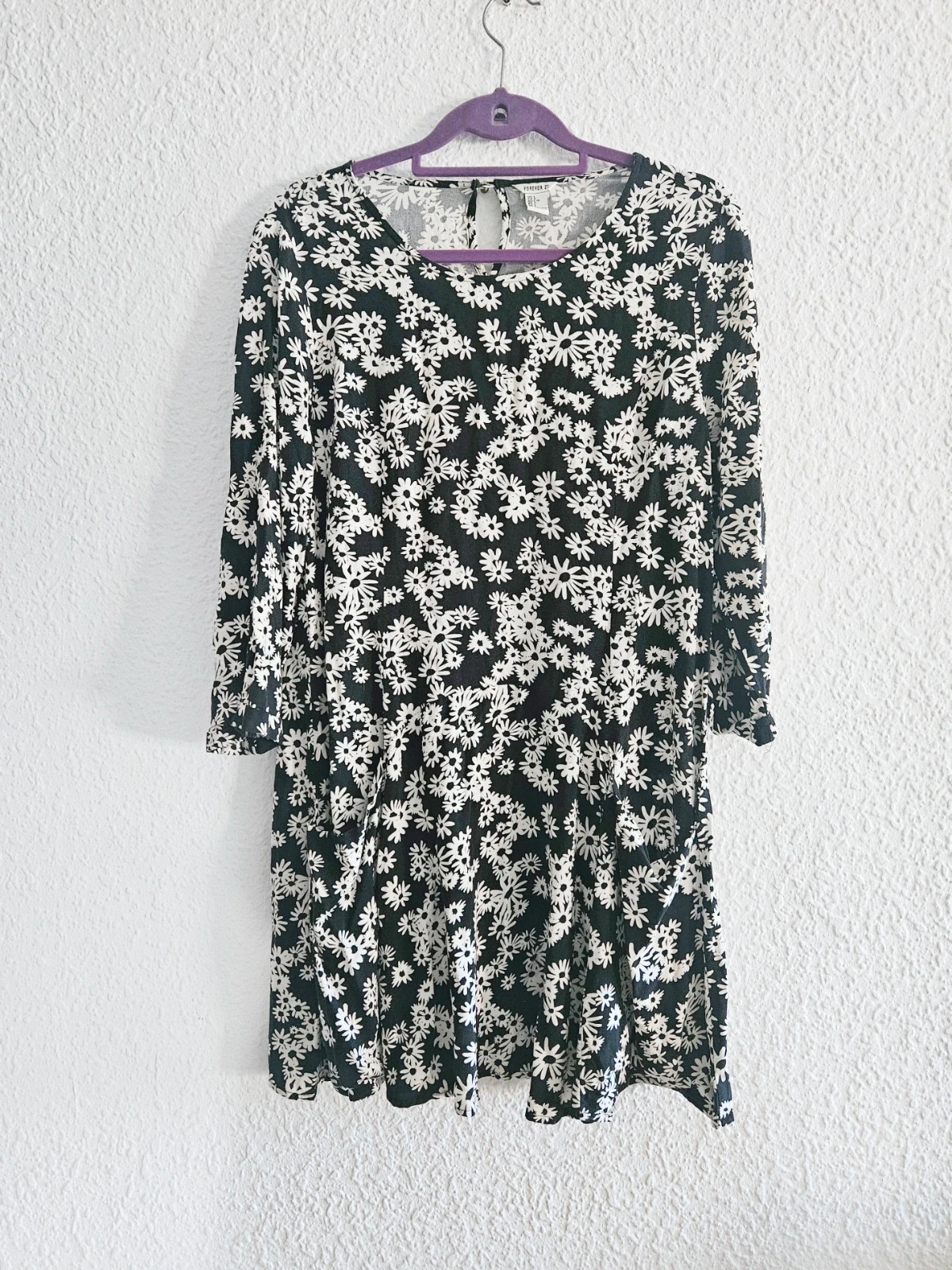 Vestido Forever 21 flores blancas talla L corto manga larga estilo boho vintage – Forever 21 – taille L / 40 / 12 2