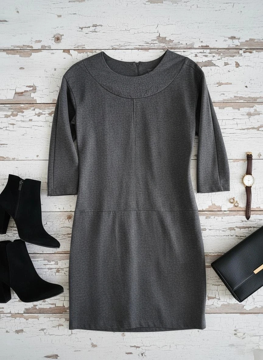Vestido Sfera gris entallado de manga francesa · Talla 40 · En perfecto estado