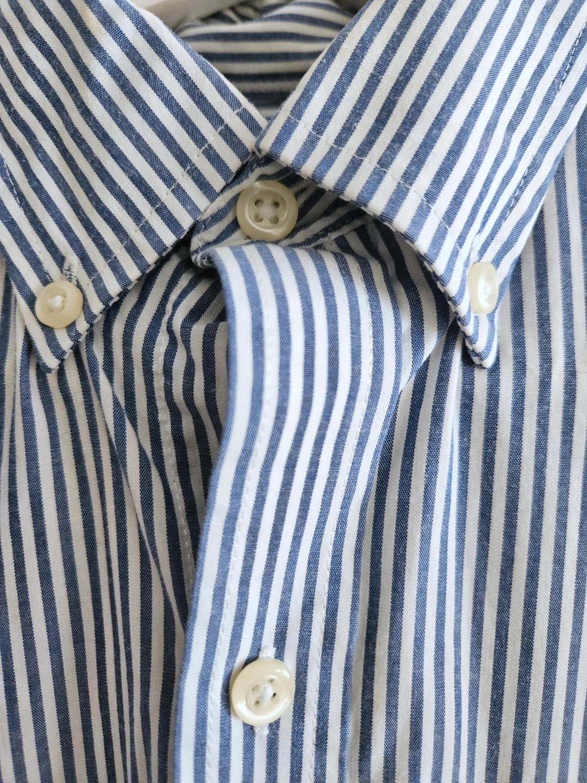 Camisa IZOD rayas azul marino y blanco · Talla S · algodón clásico · impecable – IZOD – taille S 5