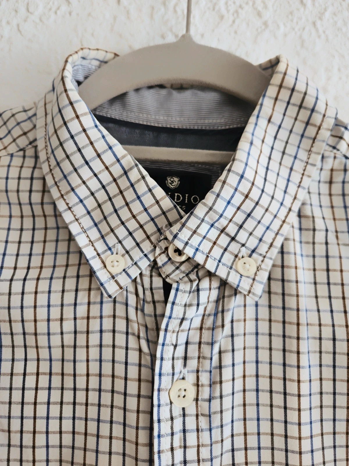Camisa Studio Classics cuadros beige azul marrón · Regular Fit M · algodón · impecable – Studio Classics – taille M 5