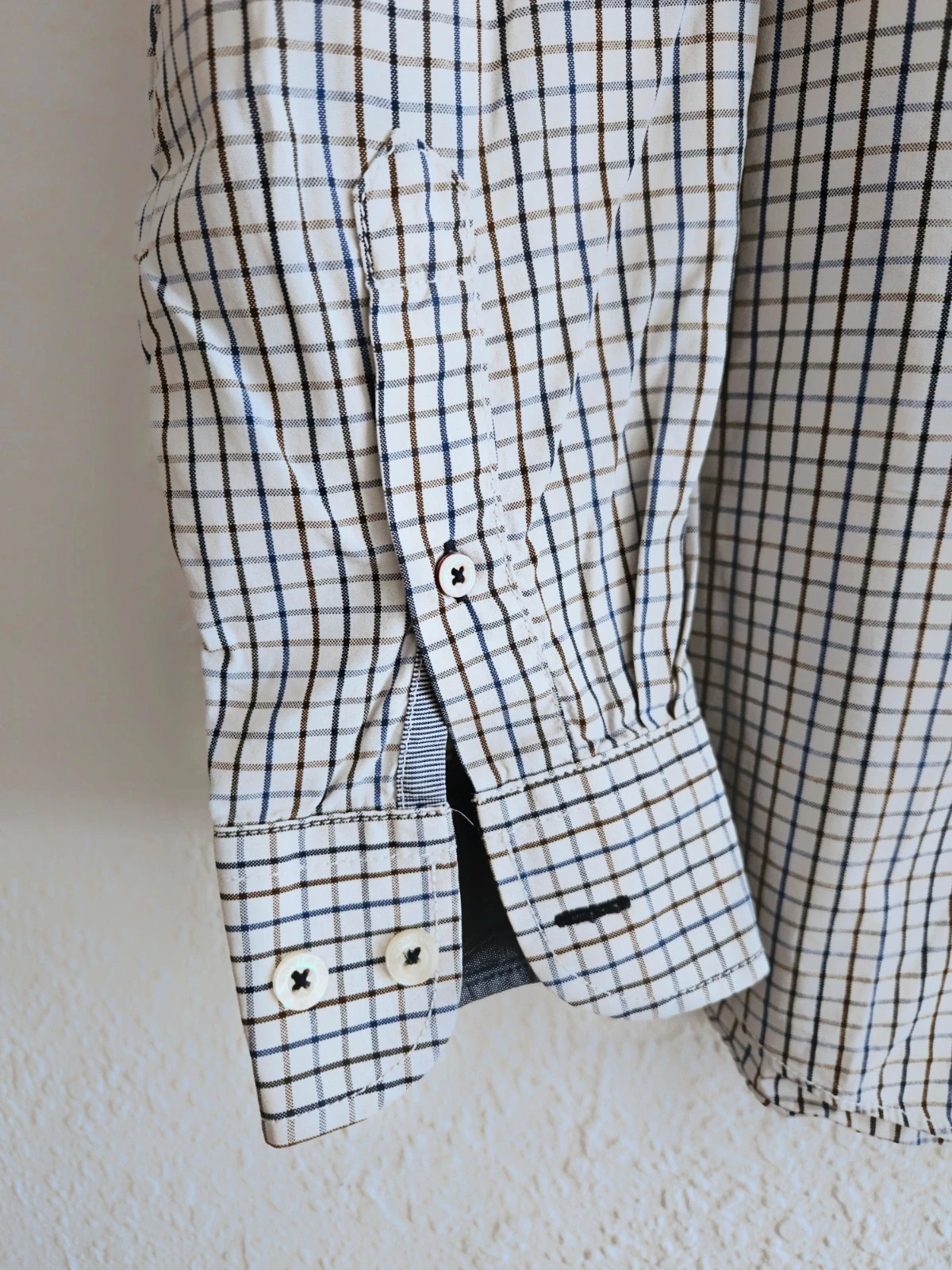 Camisa Studio Classics cuadros beige azul marrón · Regular Fit M · algodón · impecable – Studio Classics – taille M 3