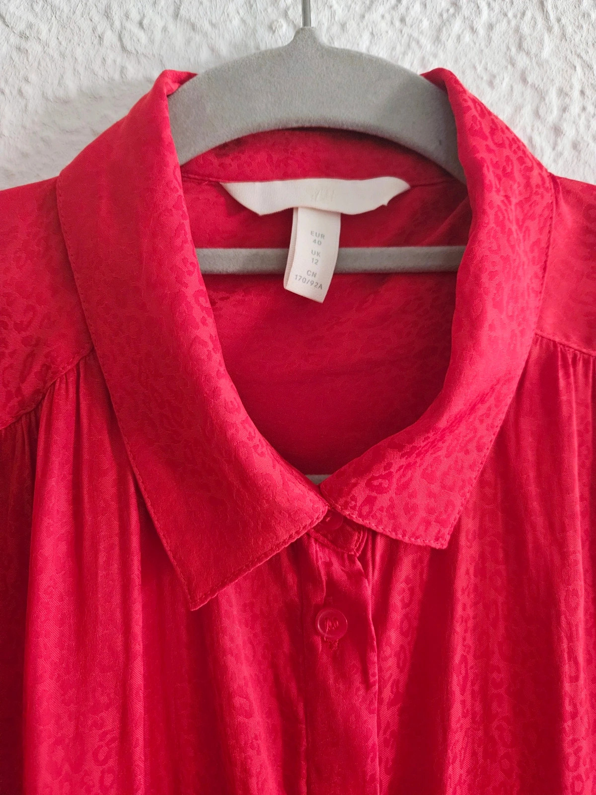 H&M red jacquard blouse · Size 40 · Romantic & boho style – H&M – taille L / 40 / 12 3