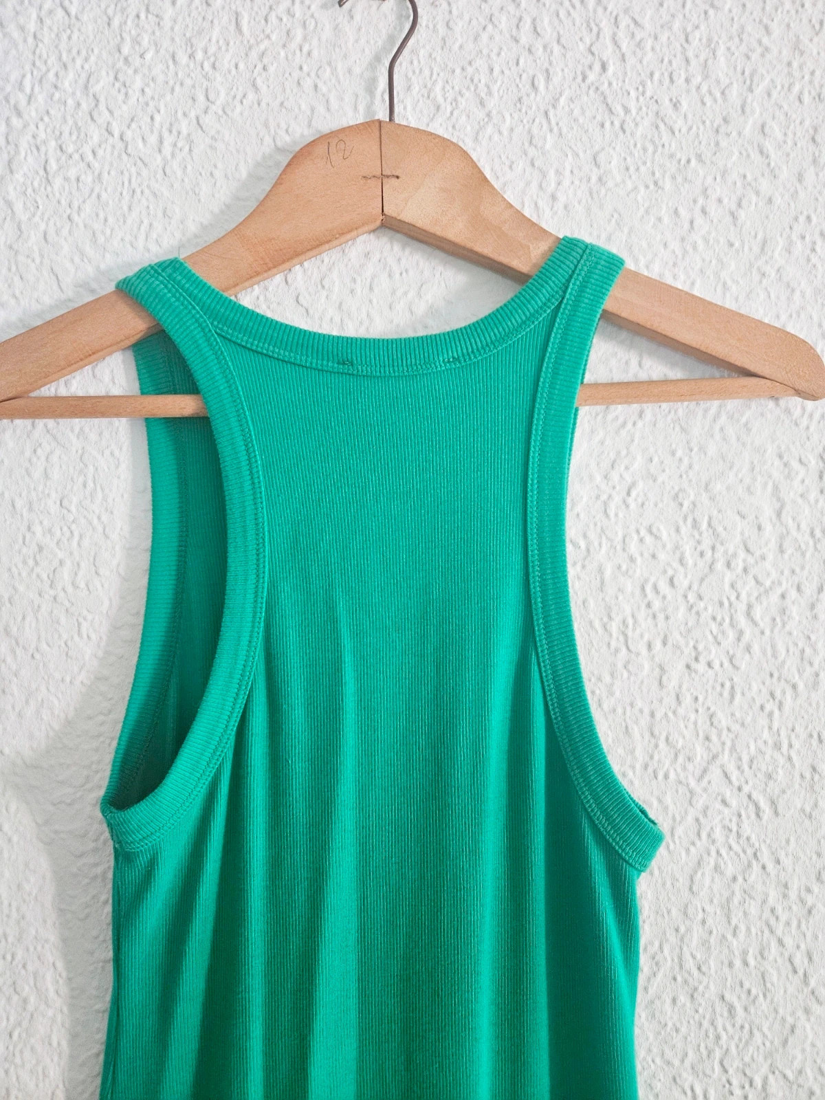 Pull&Bear green ribbed dress · Size L · Stretch cotton · Sleeveless summer style – Pull & Bear – taille L / 40 / 12 5