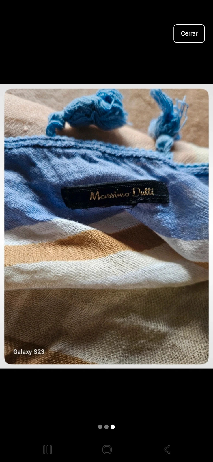 Foulard Massimo Dutti azul y beige con rayas y flecos / Massimo Dutti blue beige striped foulard – Massimo Dutti 3