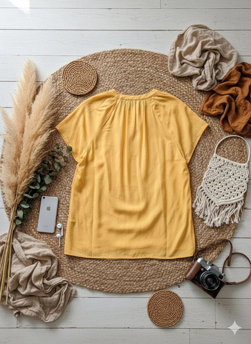 C&A mustard blouse · Size 40 · Boho & fall style · V-neck & buttoned – C&A – taille L / 40 / 12 2