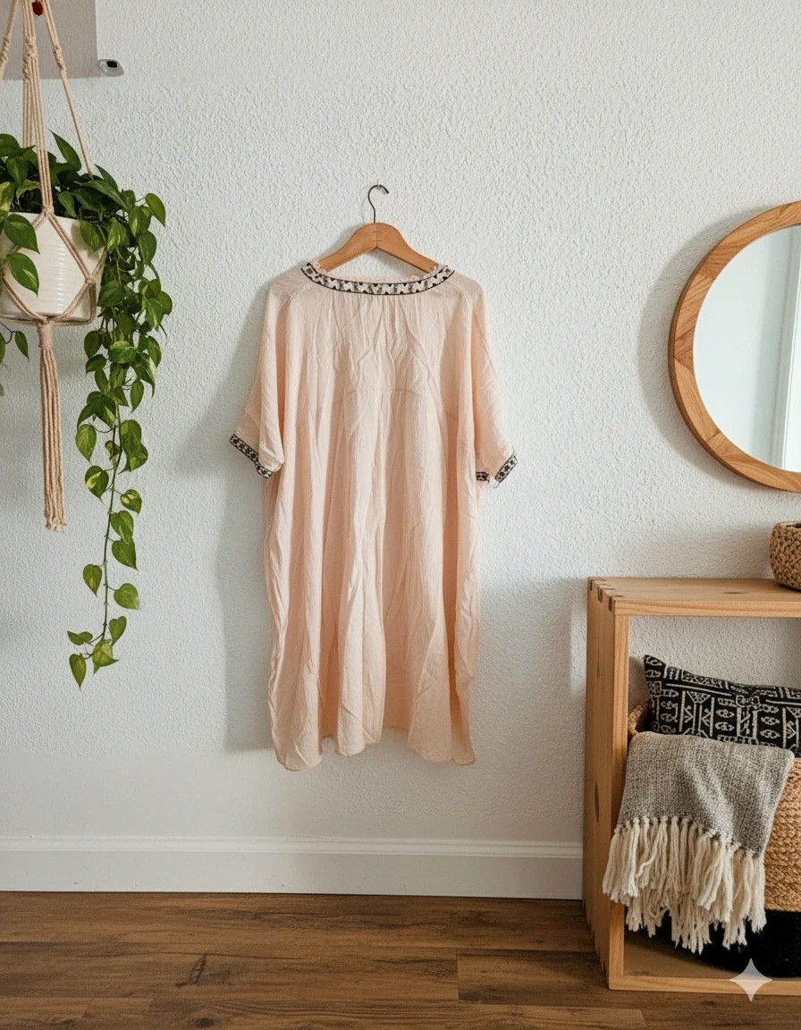 Zara oversized boho tunic · Size XS-S · Fits all sizes · Soft pink with trim – Zara – taille Taille unique 2