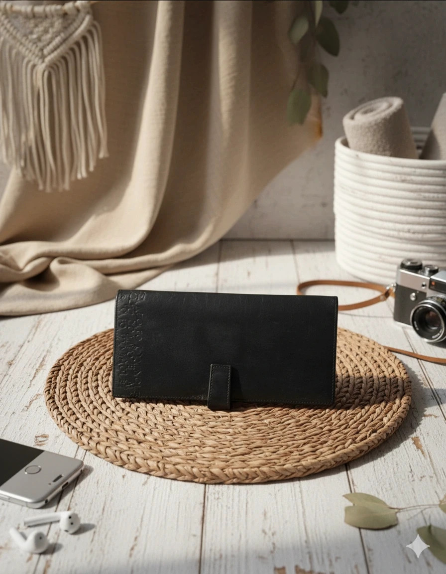 Adolfo Domínguez black leather wallet · Elegant & minimalist style · Multi-compartment