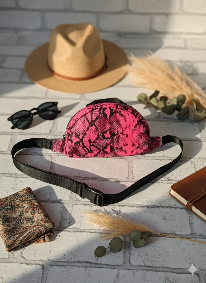 Zara convertible backpack · Fanny pack option · Snakeskin print · Boho & urban style – Zara 3