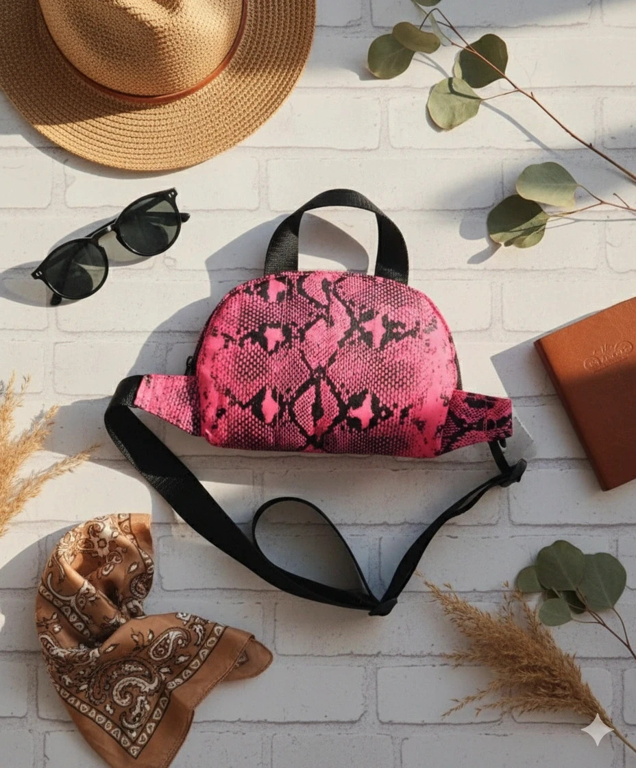 Zara convertible backpack · Fanny pack option · Snakeskin print · Boho & urban style – Zara 4