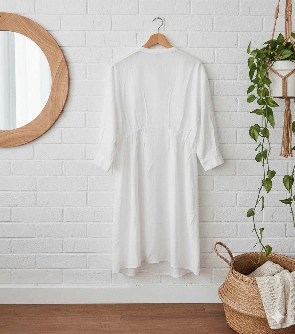 Zara white button-down dress · Size L · Linen-style fabric · Sheer layering piece – Zara – taille L / 40 / 12 2