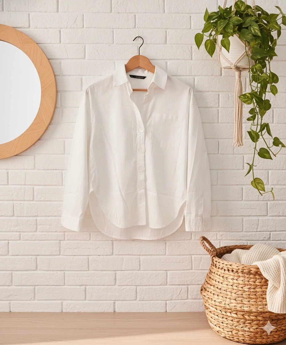 Sfera white button-up shirt · Size M · Minimalist style · 100% cotton