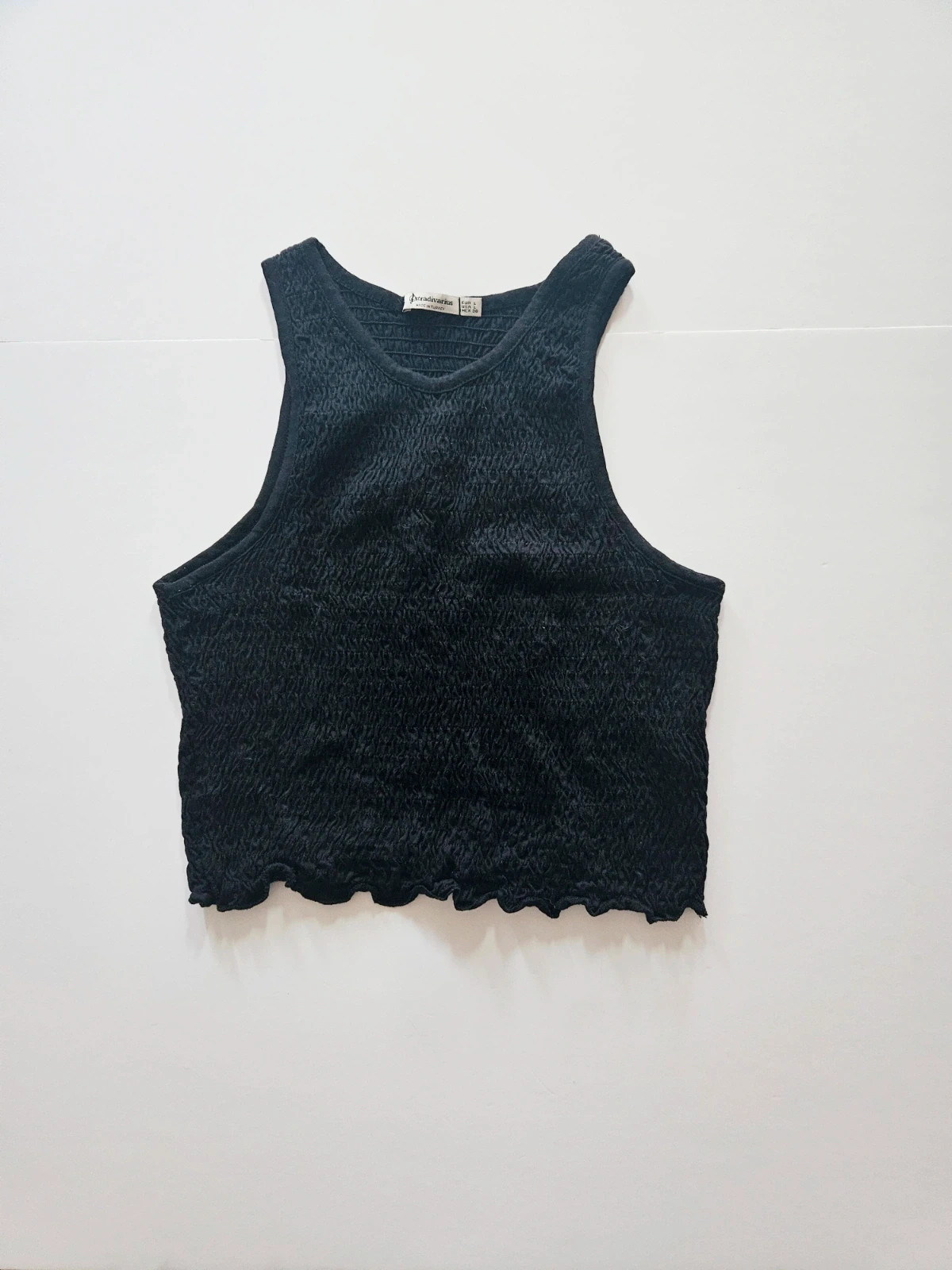 Stradivarius black crop top · Size L · Honeycomb texture · Urban style – Stradivarius – taille L / 40 / 12 3