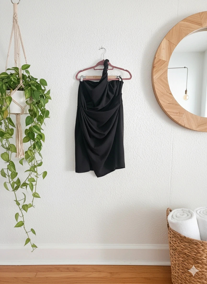Violeta by Mango ruched one-shoulder dress · Size XXL · Elegant black style – Violeta by MANGO – taille XXL / 44 / 16