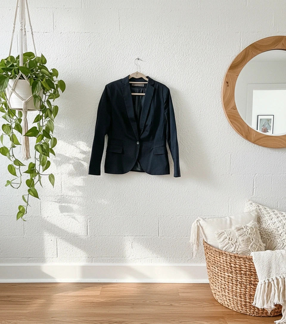 Zara navy blue blazer · Size XL · Classic cut · Minor flaw shown – Zara – taille XL / 42 / 14
